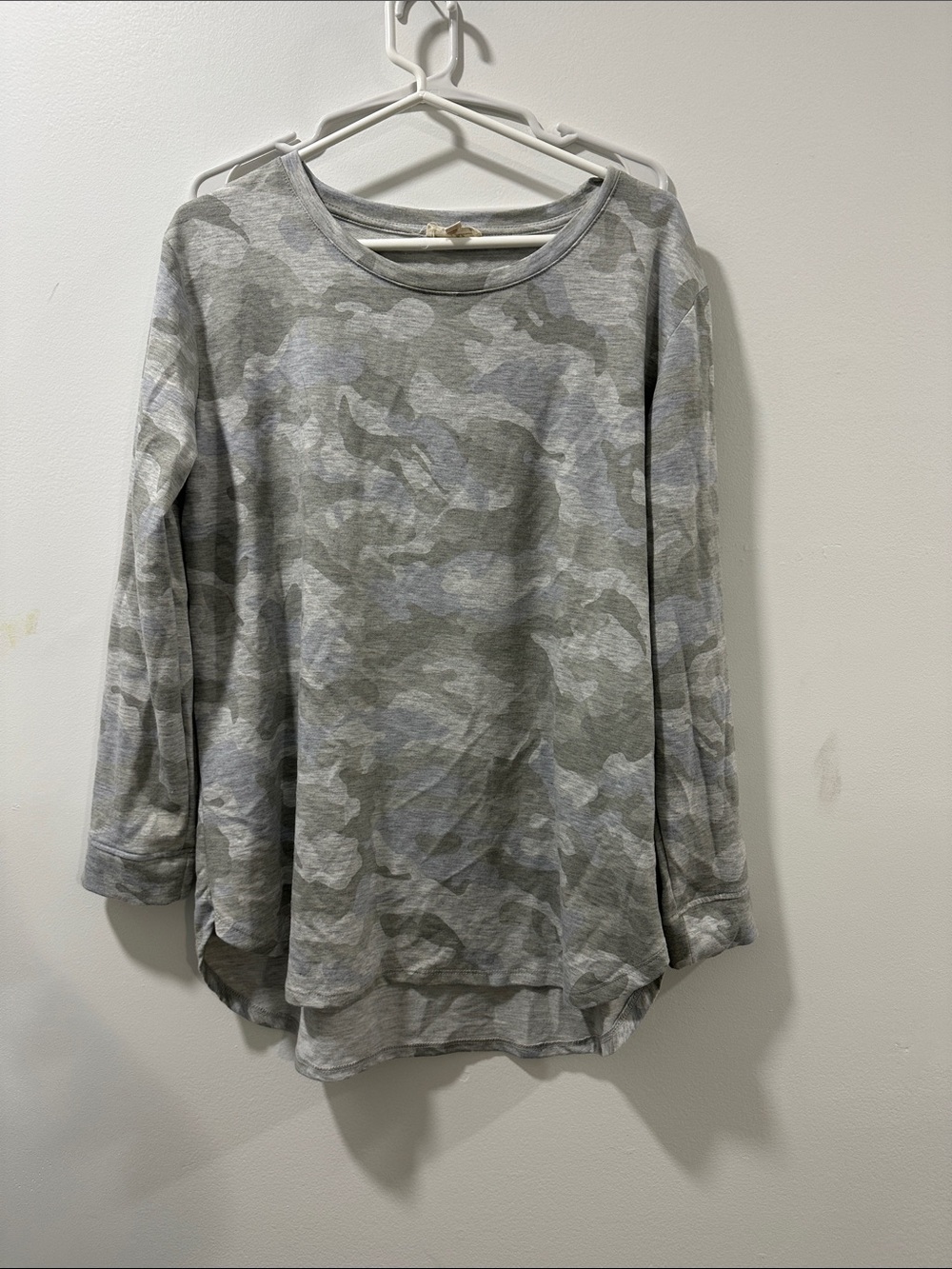 Light Gray Camo Long Sleeve Top